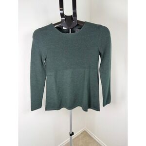 Giorgio Armani Le Collezioni Vintage Green Ribbed Knit Sweater Made in Italy S